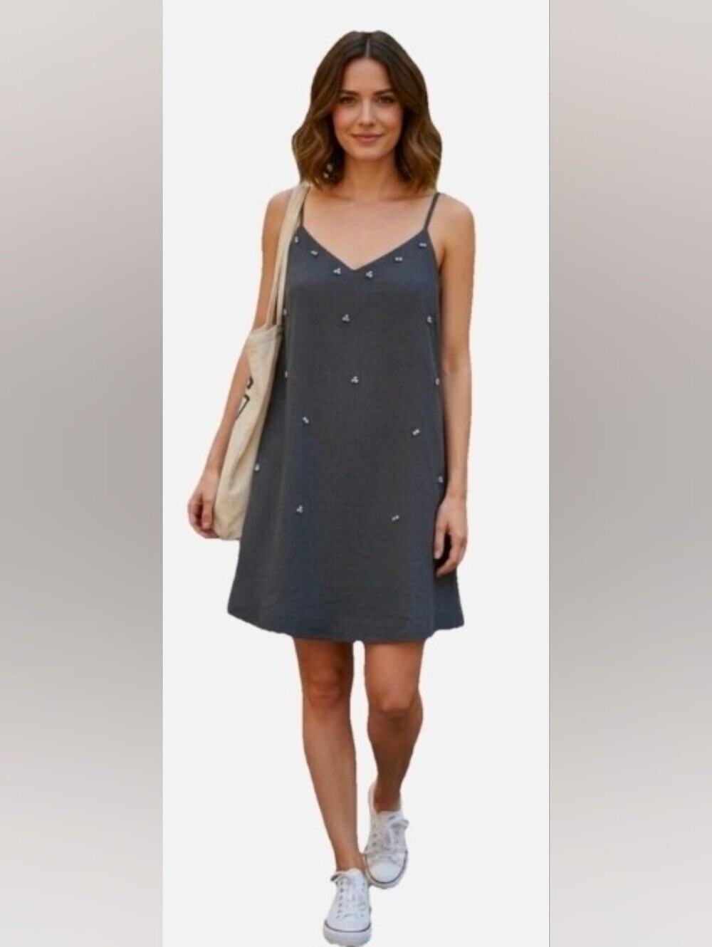 House of Harlow 1960 Charcoal Spaghetti Strap Mini Dress